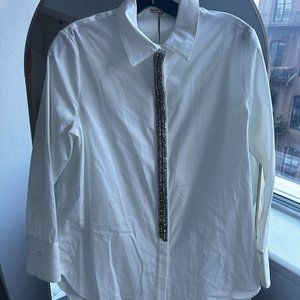 ADAM LIPPES NWT White Button Down with Embellishment